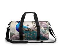 Dove Sun Art Petit sac de sport de voyage avec compartiment pour homme et femme, Motif floral de paon., 17.7in/9in/9in