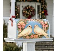 Doves Housses magnétiques pour boîte aux lettres, romantiques vintage, roses, nœuds, printemps pastel, pêche, pour extérieur, décoration de porche, 53,3 x 64,9 cm