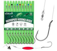 Dovesun 10 Pièces Hameçons pour Poisson-Chat Pré-montés Hameçons Octopus Hameçons Circulaires Hameçons Offset pour Poisson-Chat Hameçons de Pêche pour Eau Salée et Eau Douce 4/0