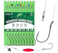 Dovesun 10 Pièces Hameçons pour Poisson-Chat Pré-montés Hameçons Octopus Hameçons Circulaires Hameçons Offset pour Poisson-Chat Hameçons de Pêche pour Eau Salée et Eau Douce 6/0