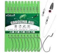 Dovesun 10 Pièces Prêt à être attaché Carolina Rig Kit pour pêche au Bar Free Rig Catfish Rig Kit de gréement de pêche avec Hameçons pour la pêche à l'achigan Emerillon Ligne de pêche