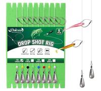 Dovesun 8 Pièces Montures Drop Shot Prémontées pour Pêche à la Basse Hameçons Drop Shot Montures de Pêche avec Plombs Drop Shot 7g Émerillon Ligne de Pêche Fluorocarbone Hameçons sans Herbe 1/0