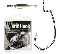 Dovesun EWG Offset Hameçons de Pêche, Hameçons de Texas Rig Hameçons à Ver 50Pièces Hameçons de Pêche pour Eau salée Eau Douce 3/0 * 50Pièces