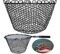 Dovesun Filet de Peche de Remplacement en Caoutchouc sans Poignée Filet de Pêche Noir Transparent pour Eau Douce Eau Salée Filet Peche 5 Tailles