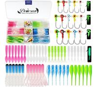 Dovesun Lot de 110 leurres de pêche avec têtes plombées et hameçons - en Plastique Souple - 80 pièces - 0,8-1,75-3 g - Kit de leurres pour pêche en Eau Douce et salée