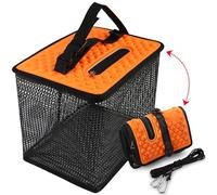 Dovesun Panier de Pêche Flottant, Filet à Poisson Pliable et Portable - Séchage Rapide en Caoutchouc Enduit - Cage de Stockage d'Appâts de Pêche 3.5 Gallons
