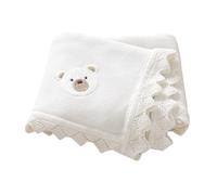 DovFanny Couverture en coton cellulaire tricoté doux pour bébé garçon et fille Newbron avec joli ours brodé