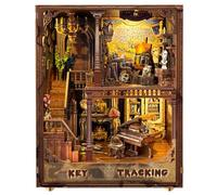 Doviden Book Nook DIY Set - Maquette Maison 3D Puzzle en Bois à Construire avec LED, Décoration de Bibliothèque & Buchstütze, Modélisme & Cadeau pour Amateurs de Miniatures