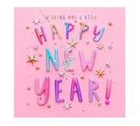 Dovishire Collier cœur rose Happy New Year pour femme, design délicat multi-cœurs, cadeau festif parfait pour elle