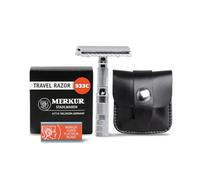 Dovo Travel Razors 933C Demountable 1 Sample Blade In Leather Case, Chromeplated, Straight Cut