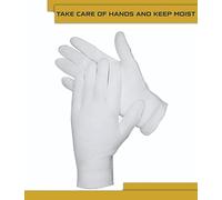 DOVORTEX Lot de 12 gants blancs en coton pour eczéma | Gants en coton pour mains sèches | Gants hydratants | Gants d'inspection | Gants d'inspection | Gants d'inspection | Gants d'inspection de pièces