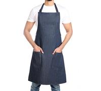 Dovortex tablier en jean 100 % coton avec 3 poches, facile à enfiler pour homme et femme, tablier de barbecue et cuisine, 91,4 x 71,1 cm, sangle de cou flexible