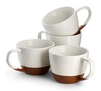 DOWAN 4 x 530 ml - Ensemble de Tasses à Café - Passe au Lave-vaisselle et au Micro-ondes - Grand Set de Mugs à Thé et à Café en Porcelaine - Blanc Albâtre