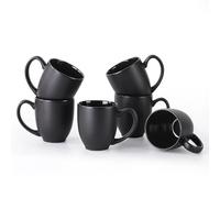 DOWAN - 6 x 470ml Tasse à Café Grande, Mugs et Tasses à Café, Porcelaine Mug Services à Café, Tasse Ceramique à Café, Tasses à Thé, Lot de 6, Noir Mat