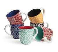 DOWAN - 6 x 560 ml Tasse à café en grès/Ensemble de tasses - Mug Motif Classique Oriental - Grandes Tasses à Thé, Café et Chocolat Chaud - Grand Cadeau pour les Amoureux - Multicolore
