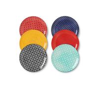 DOWAN Assiettes de dîner en céramique de 25,4 cm, ensemble de 6 Colorée G