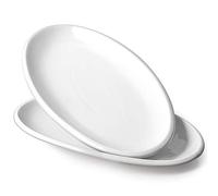 DOWAN Assiettes Plates 35,6 cm, Lot de 2 Grand Plateau de Service en Porcelaine Blanche pour Apéritif, Collation, Dessert, Sushi, Salade, Pâtes, Poisson, Lave-vaisselle et Micro-ondes