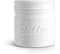 DOWAN Beurre Pot en Porcelaine, Conteneur de Beurre Cruche au Beurre Style Mason Jar, Plat à Beurre français avec Couvercle en Relief pour Beurre Mou, Blanc