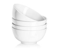 DOWAN Bol de Soupe,Bols à Céréales, 650ml/15cm Porcelaine Bols de Service pour Salade,bol soupe micro ondes - Lot de 4, Blanc