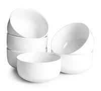 DOWAN Bols à Céréales, 650ml/13cm Porcelaine Bols à Soupe, Bol Petit Dejeuner, Va au Micro-Ondes, Lot de 6,Blanc