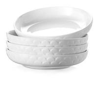 DOWAN Bols à pâtes, 1597ml grands bols à salade, 25cm assiettes bols set de 4, assiettes à soupe blanches pour la cuisine