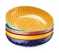 DOWAN Lot de 4 bols à pâtes vibrants, grands bols à salade de 21,6 cm, bols de service à pâtes en porcelaine de 1 L, bols pour pâtes, salade, soupe,