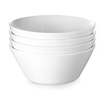 DOWAN Bols Blancs pour Fruits Mélangés, Lot de 4 Grands Saladiers en Céramique pour Salade, Flocons d'Avoine, Collations - Fête, Usage Quotidien
