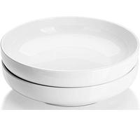 DOWAN Bols et Saladiers,1800ml/25cm Grand Assiette Bol, Bol à Salade Veramique,Lot de 2,Blanc