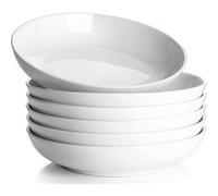 DOWAN Ensemble de 6 bols à pâtes blancs larges et peu profonds de 21.6cm Blanc G