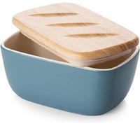 DOWAN Grand beurrier en céramique avec couvercle de 16,5 cm, bleu brume