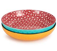 DOWAN Grands Assiettes, 2,9 Qt Plateau de Dinde pour Divertir Thanksgiving Noël 29 cm, Bols de Service en Céramique pour Salade, Fruits, Pâtes, Couleurs Vives Grands bols | 2 Pièces