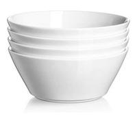DOWAN Lot de 4 grands bols à soupe de 946ml - Bols en céramique blanche pour ramen, céréales, pâtes, salade, fruits - Passe au lave-vaisselle et au micro-ondes Blanc G