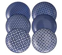 DOWAN Lot de 6 assiettes plates de 26,7 cm, en porcelaine céramique, passent au micro-ondes, au four et au lave-vaisselle, bleu coloré, seulement 68 pièces