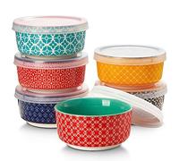 DOWAN Lot de 6 Bols à Trempette en Porcelaine 176 ml avec Couvercles - Bol Empilable pour Sauce, Collation, Dessert, Tapas, Bol à Crème Brûlée, Multicolore