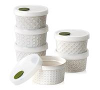 DOWAN Lot de 6 ramequins en céramique avec couvercles pour crème brûlée, soufflé, sauces, crème pâtissière, 237 ml, blanc