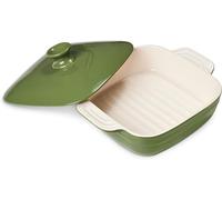 DOWAN Plat de cuisson avec couvercle cocotte en céramique, vert