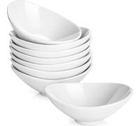 DOWAN Lot de 8 bols à trempette en céramique, 89 ml, mini bols de service pour plats d'accompagnement, plat à sauce soja pour sushi, saucière en porcelaine pour barbecue et dîner de fête Blanc