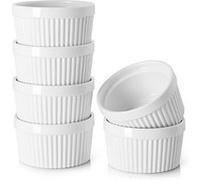 DOWAN Ramequins de 237 ml, Résistants au Four, Ensemble de 6, Blanc Blanc G