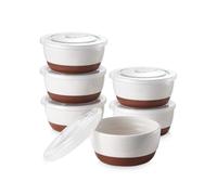 DOWAN Ramequins Lot, 6 X 180 ml Ramequins et Moules à Soufflés en Porcelaine, Ramequin Dessert pour Muffin, Ramequin Four à Pâtisserie, Glace, Sauce, Fruit, Collation, Ø 10cm-Glacis avec Moucheturess