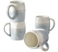 DOWAN Tasses à café, ensemble de 4 tasses à café de 440 ml, bleu clair et blanc Bleu G