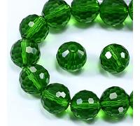 Dowarm Lot de 50 perles rondes en cristal de 10 mm pour la fabrication de bijoux, verre à facettes vert foncé pour loisirs créatifs, bracelets, carillons éoliens, attrape-soleil - Rondelle
