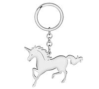 DOWAY Acier Inoxydable Licorne Cadeaux pour Femme Filles Cute Anneau Porte-clés Licorne Cheval Bijoux Animaux Chanceux Accessoires Stuff (Plaqué Argent C)