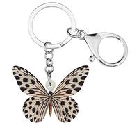 DOWAY Acrylique Coloré Morpho Floral Papillon Porte-Clés Breloque Insecte Porte-Clés Pour Femme Fille Sacs À Main Porte-Monnaie Ceinture Décorative (Beige)