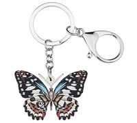 DOWAY Acrylique Coloré Morpho Floral Papillon Porte-Clés Breloque Insecte Porte-Clés Pour Femme Fille Sacs À Main Porte-Monnaie Ceinture Décorative (Gris)