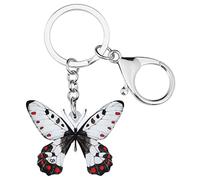 DOWAY Acrylique Coloré Morpho Floral Papillon Porte-Clés Breloque Insecte Porte-Clés Pour Femme Fille Sacs À Main Porte-Monnaie Ceinture Décorative (Iris)