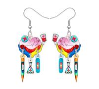 DOWAY Acrylique Mignon Infirmière Kit Médical Ambulance Cœur Boucles d'oreilles Bijoux Infirmière Semaine Cadeaux pour Femmes Filles Assistant Médical Cadeaux, M, Acrylique, Pas de gemme