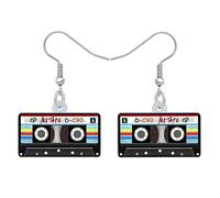 DOWAY Boucles d'oreilles Cassette Acrylique Retro Tape Vintage Bijoux Cadeaux Funny 70S 80S Party Accessoires Charms pour Femme Filles (Cassette C)