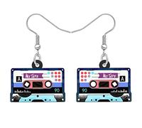DOWAY Boucles d'oreilles Cassette Acrylique Retro Tape Vintage Bijoux Cadeaux Funny 70S 80S Party Accessoires Charms pour Femme Filles (Cassette B)