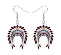 DOWAY Boucles d'oreilles en acrylique Native Américaine Coiffure Indienne Bijoux Crazy Thème Tribal Étrange Natif Américain Cadeaux pour Femmes Filles, M, Acrylique, Pas de gemme