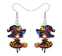 DOWAY Boucles d'oreilles pendantes en acrylique - Sorcière méchante - Boucles d'oreilles Spooky Halloween - Bijoux gothiques effrayants - Cadeaux pour femmes - Accessoires de costume de sorcière